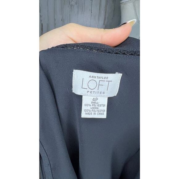 Ann Taylor LOFT Petite Black Spaghetti Strap Midi Dress 4P Formal - Picture 6 of 6